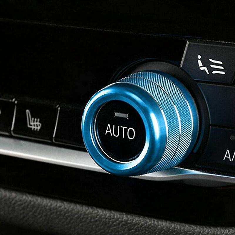 3Psc AC Climate Control Radio Volume Knob Blue Ring Covers Trim for X5 X6 F15 F16
