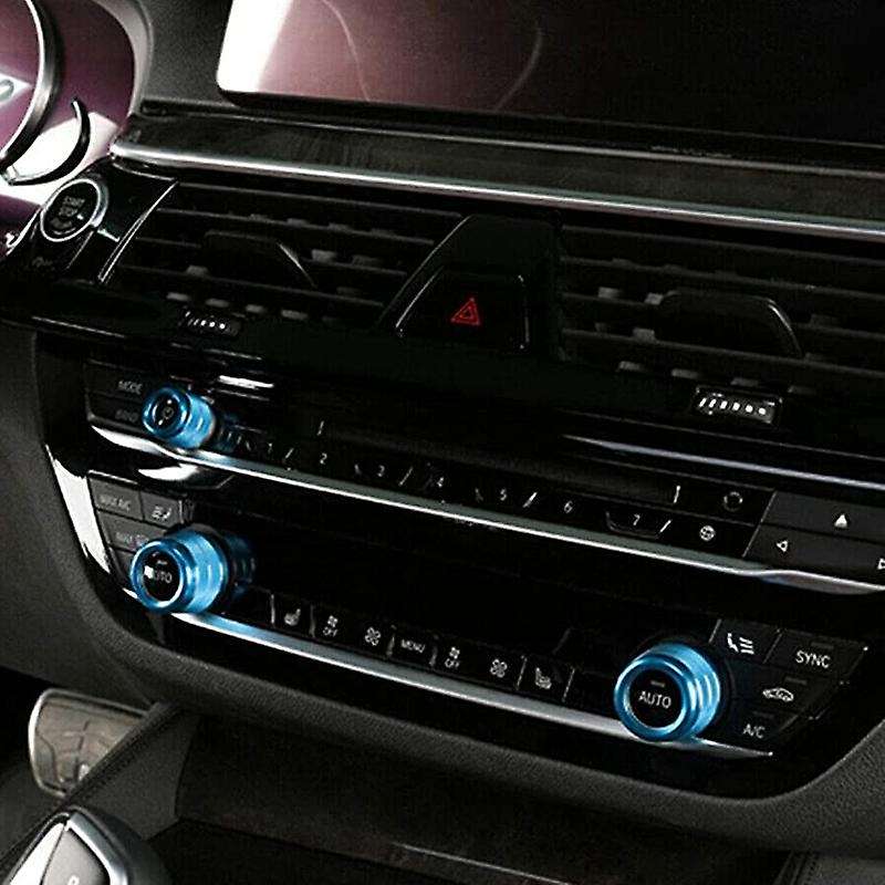 3Psc AC Climate Control Radio Volume Knob Blue Ring Covers Trim for X5 X6 F15 F16