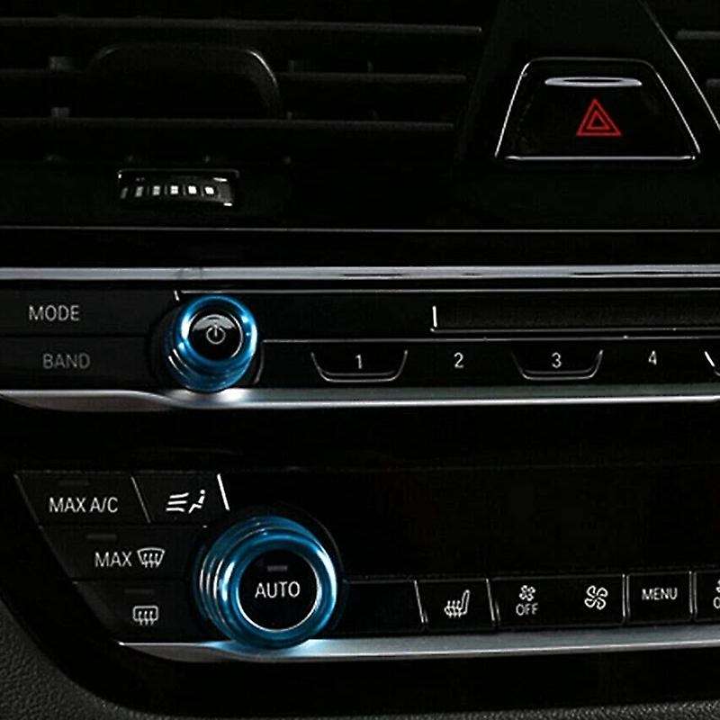 3Psc AC Climate Control Radio Volume Knob Blue Ring Covers Trim for X5 X6 F15 F16