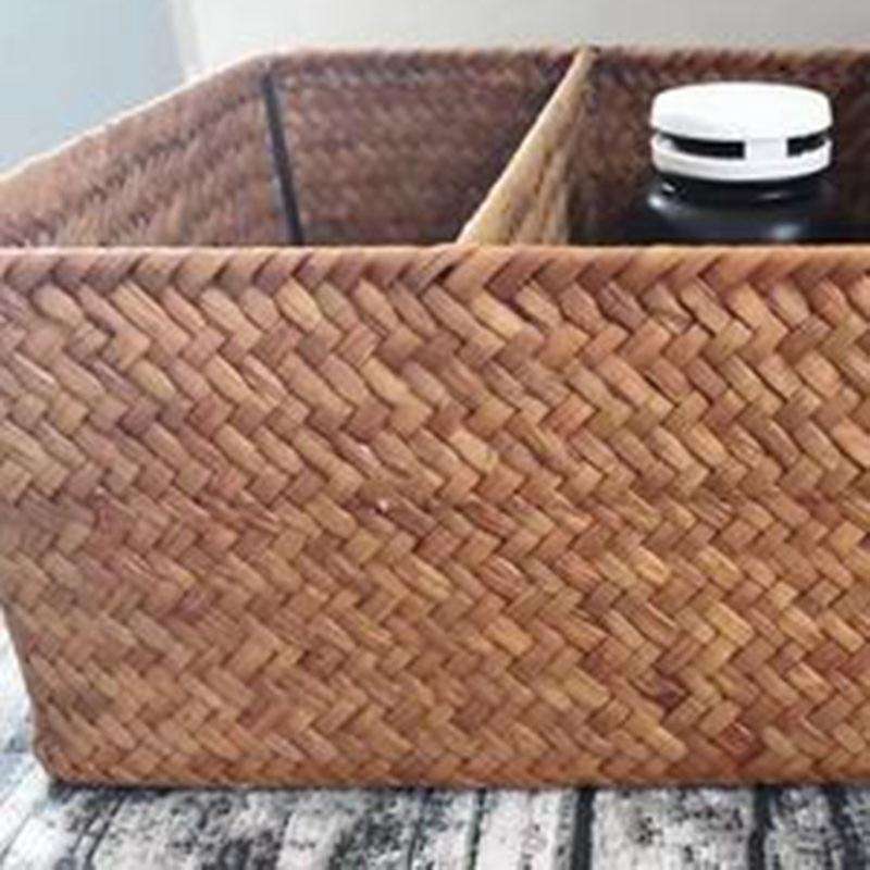 3-Section Wicker Baskets for Shelves, Hand-Woven Seagrass Storage Baskets Toilet Paper Basket