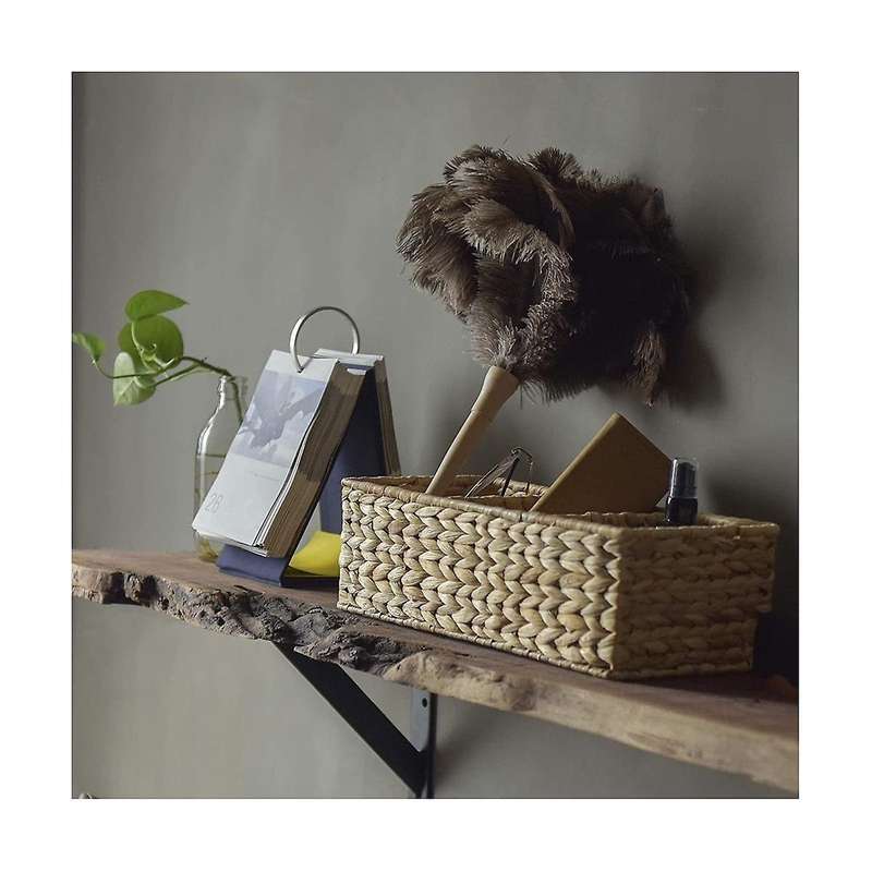 3-section Wicker Baskets for Shelves, Hand-woven Water Hyacinth Storage Baskets, 2-pack