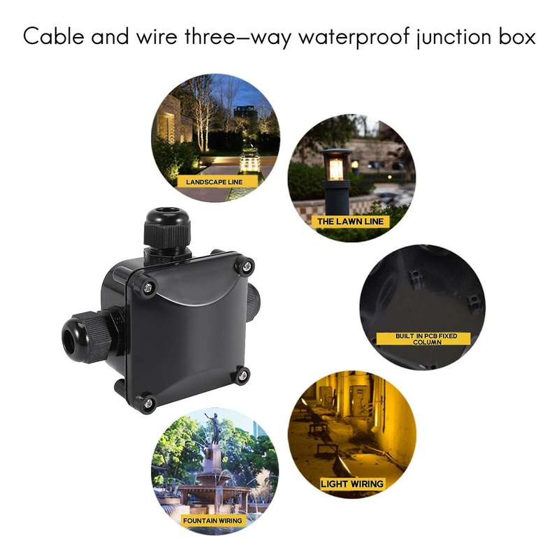 3-way Junction Box, Ip 68 Waterproof Connectors for Outdoor Lighting External Junction Box Pack Of