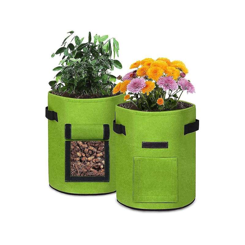 3x 10 Gallon Plant Bags Growing Bag Bags with Window and Handles Potato Planting Bag Non-woven Fabr