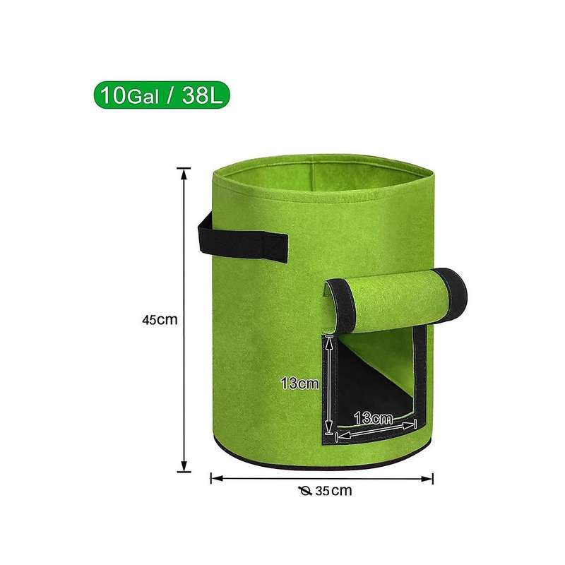 3x 10 Gallon Plant Bags Growing Bag Bags with Window and Handles Potato Planting Bag Non-woven Fabr