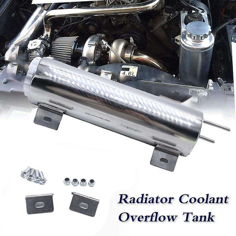 3x10 Inch 32 Oz Stainless Steel Polished Radiator Overflow Tank Bottle Catch Can Car Modification Co