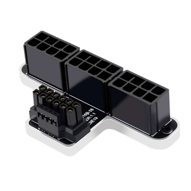3X8P to 40 Series Graphics Card ATX 3.0 12V HPWR 12+4P 600W 180 Degree Power Steering Connector,Silv