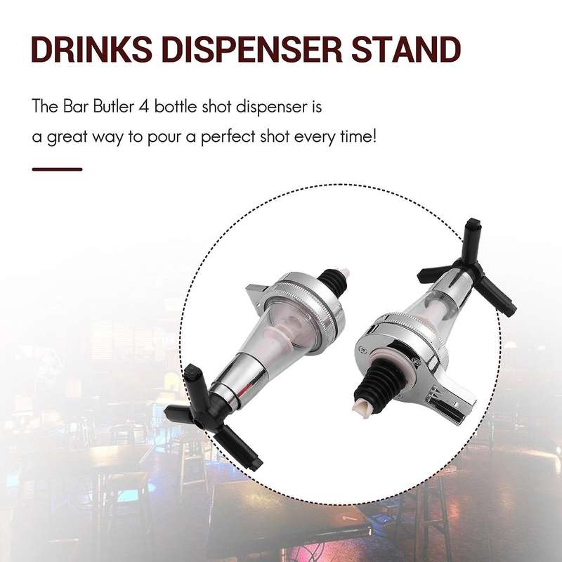 4 Bottle Stand Optic Dispenser Drinks Wine Spirits Steel Bar Butler Wall Mounted