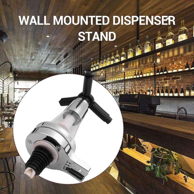 4 Bottle Stand Optic Dispenser Drinks Wine Spirits Steel Bar Butler Wall Mounted