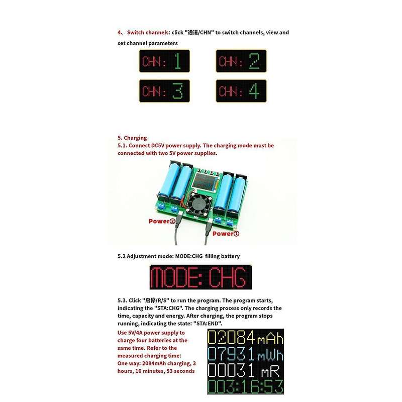4 Channel 18650 Battery Capacity Internal Resistance Tester Battery Measurement Module Internal Res