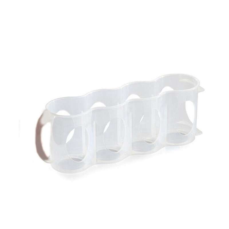 4 Compartments Refrigerator Beverage Can Storage Box Rack Transparent with Handles