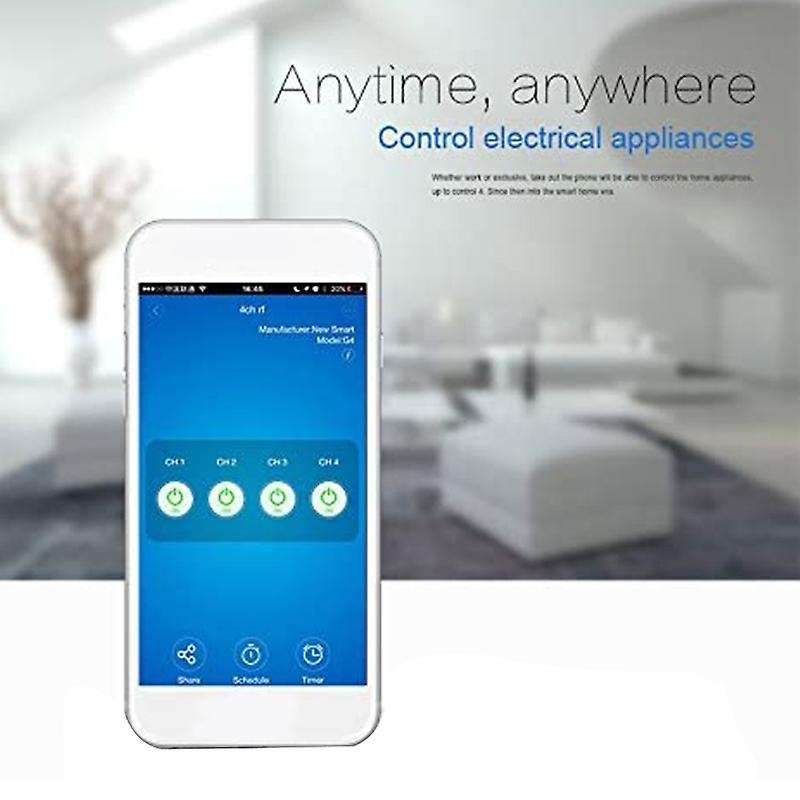 4 Channel WiFi Momentary Inching Relay Self-Lock Switch Module,DIY WiFi Garage Door Controller (5-32