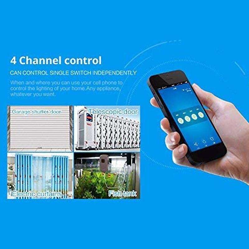 4 Channel WiFi Momentary Inching Relay Self-Lock Switch Module,DIY WiFi Garage Door Controller (5-32