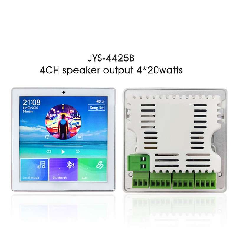 4 Channel Wireless Bluetooth Wall Amplifier with Touch Screen Fm Radio,usb,tf, for Audio Bt Amplifi