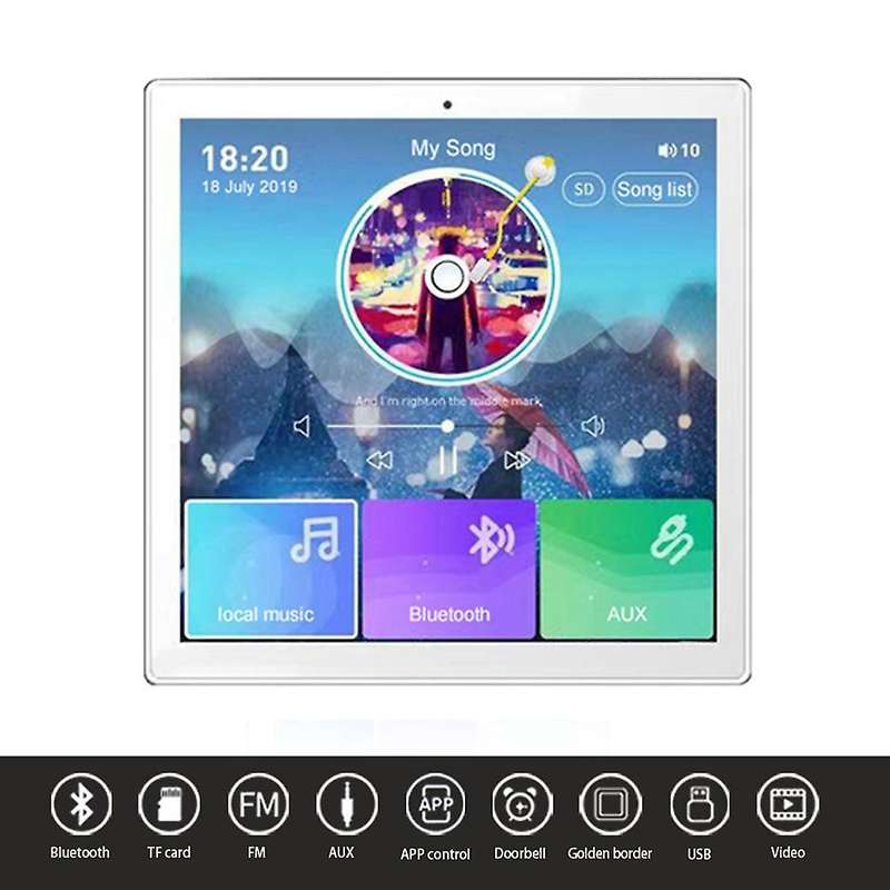 4 Channel Wireless Bluetooth Wall Amplifier with Touch Screen Fm Radio,usb,tf, for Audio Bt Amplifi