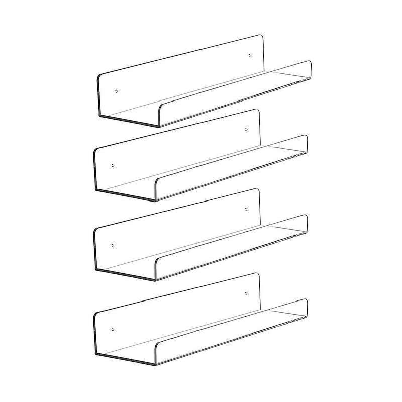 4 Clear Acrylic Shelves for Wall Storage, Floating Shelves , Kids Bookshelf, Display Wall Shelves