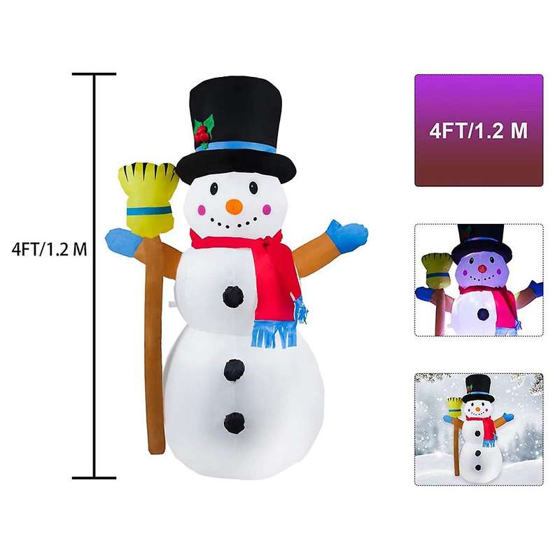4 Feet Christmas Inflatable Outdoor Decor with Rotating LED Lights for Christmas Party Courtyard Gar