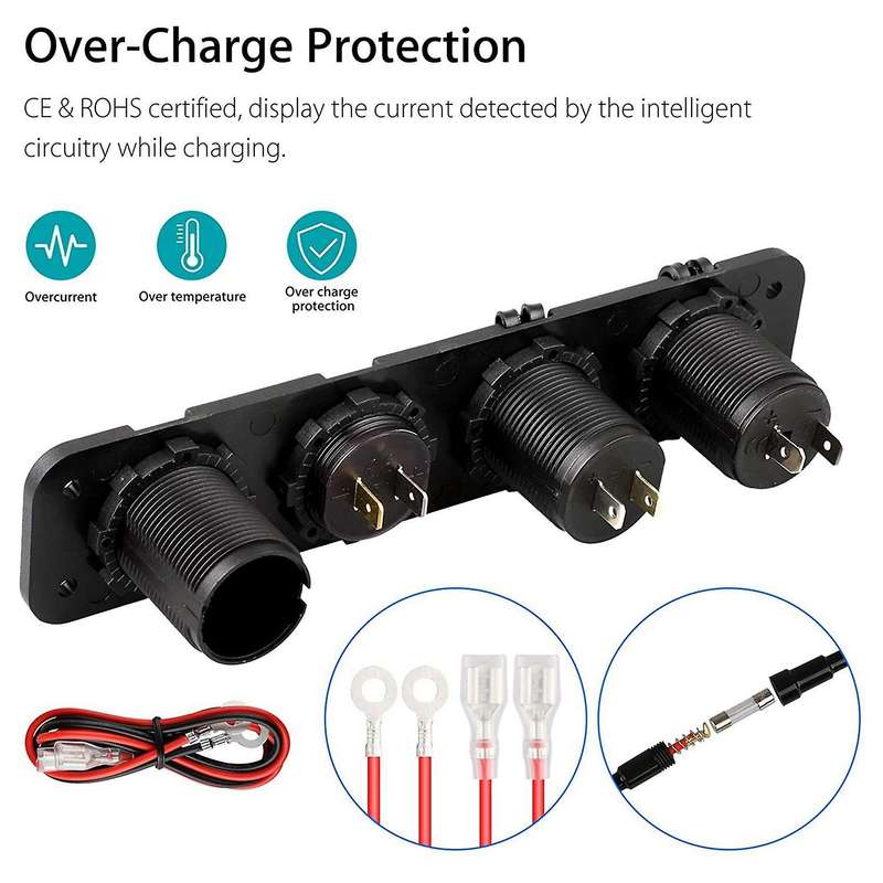 4 Hole Panel Switch Base Dual USB Car Charger Voltmeter Meter Socket Switch Car Truck Boat Accessory
