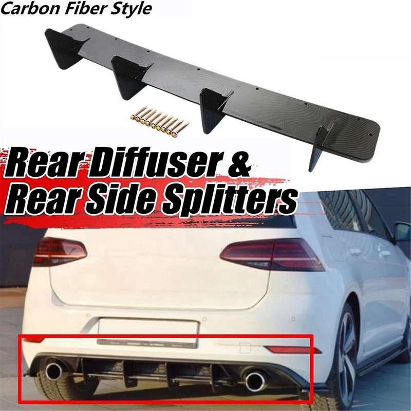 4 Fins Water Transfer Rear Lip Wind Blade Tail Lip Rear Blade Spoiler Car for Golf 7 Mk7