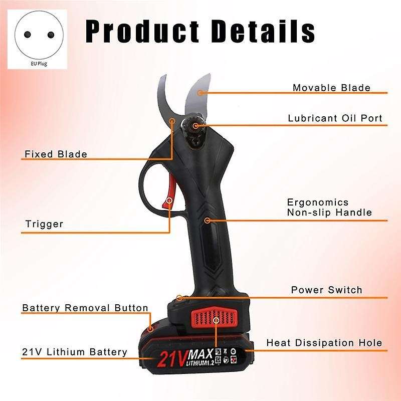 4 Gear Electric Cordless Pruner Pruning Shear with 6000MAh Lithium-Ion Battery Efficient Fruit Tree