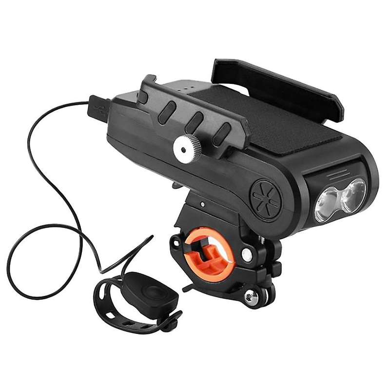 4 in 1 Multi-Function Bike Light 2X T6 LED USB Rechargeable Bike Headlight Phone Holder Horn 4000Mah
