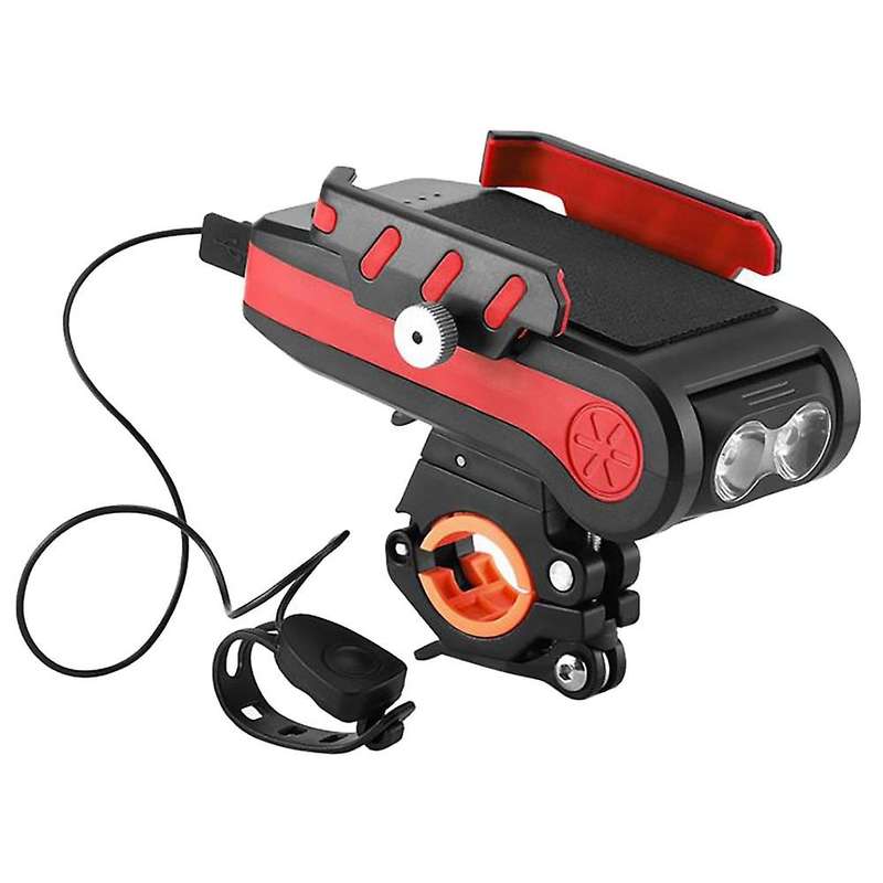4 in 1 Multi-Function Bike Light 2X T6 LED USB Rechargeable Bike Headlight Phone Holder Horn 4000Mah