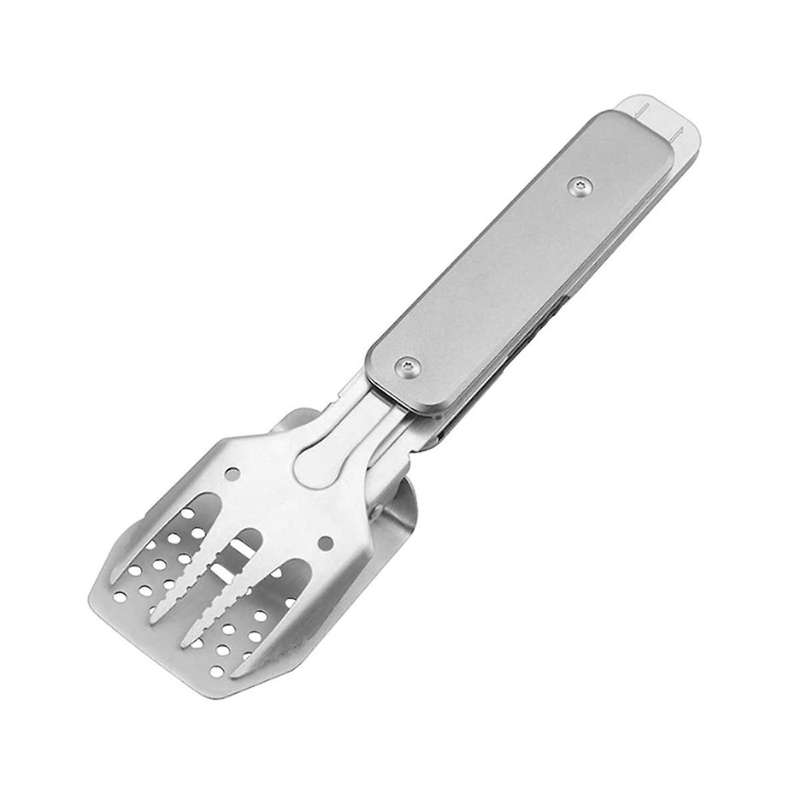 4 In 1 Mini Bbq Barbecue Combo Tool Set Stainless Steel with Spatula, Fork, Tongs and Bottle Opener
