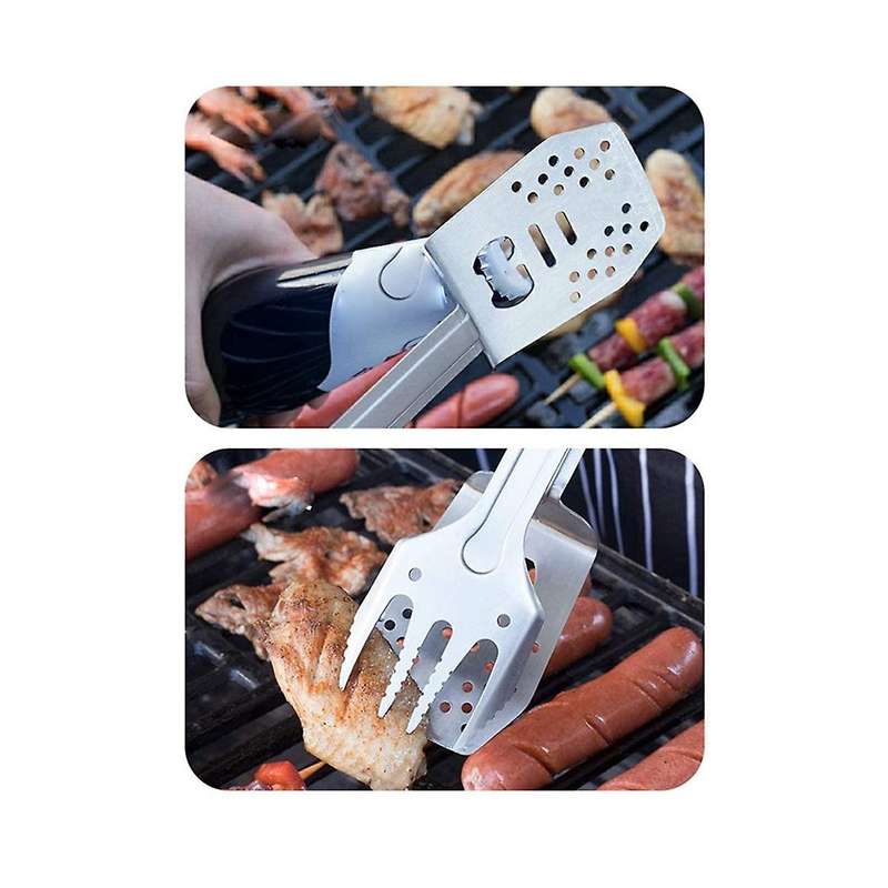 4 In 1 Mini Bbq Barbecue Combo Tool Set Stainless Steel with Spatula, Fork, Tongs and Bottle Opener
