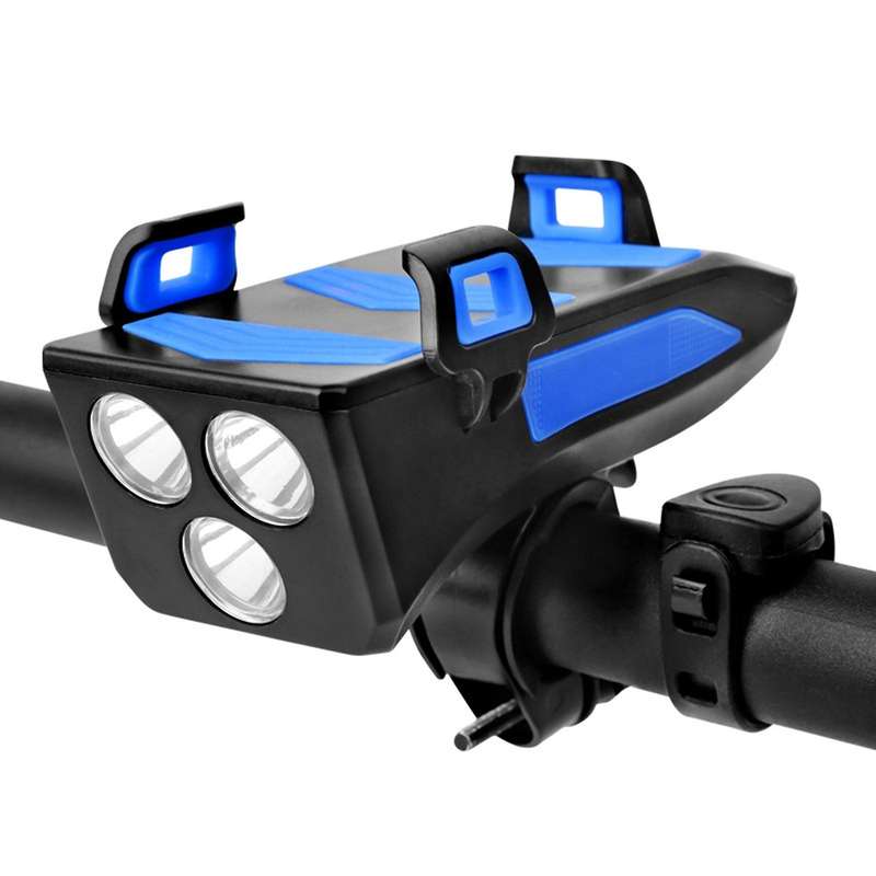 4 in 1 Led Bicycle Light 4000Mah Bicycle Usb Rechargeable Waterproof Front Headlight with Phone Hold