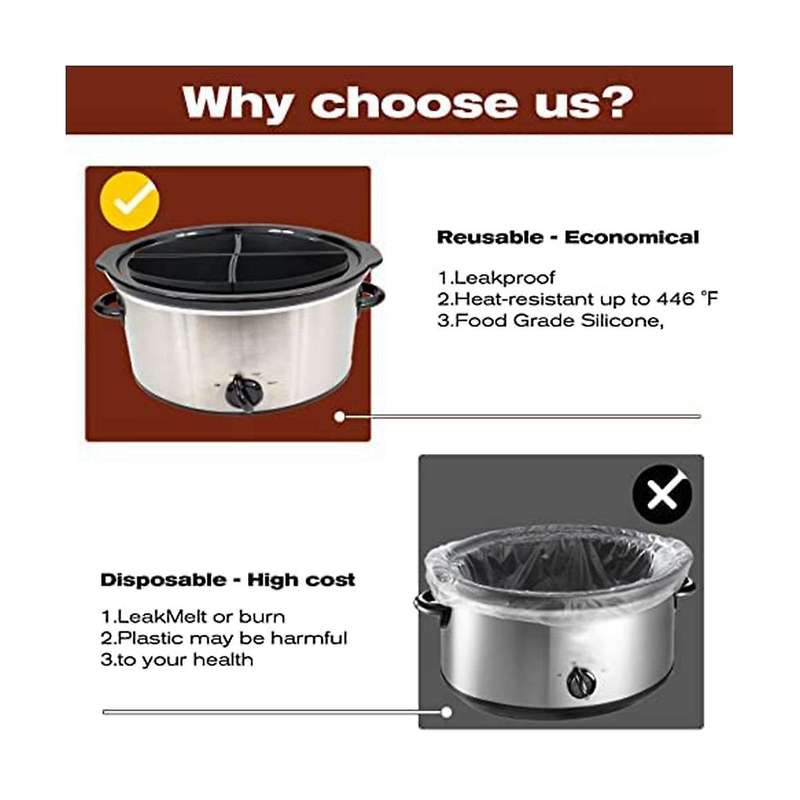 4 In 1 Slow Cooker Divider Liners Fits 6 Qt Crockpots, 4 Grids Silicone Crockpots Divider, Cooking