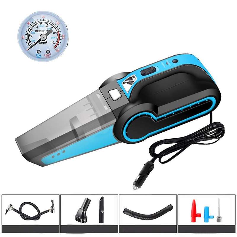 4 in 1 Portable Car Vacuum Cleaner Handheld with Air Compressor LED Light 120W Wet & Dry Vacuum Clea