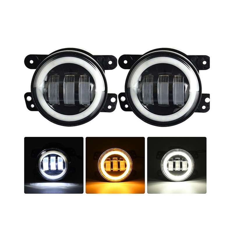 4 Inch Angel Eyes Led Fog Light Car Front Foglight 15000lm Replacement Auto Lamp Drl Driving Fog La