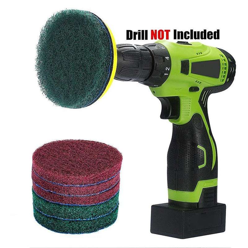 4 Inch Drill Power Brush Tile Scrubber Scouring Pads Cleaning Kit, Heavy Duty Household Cleaning To