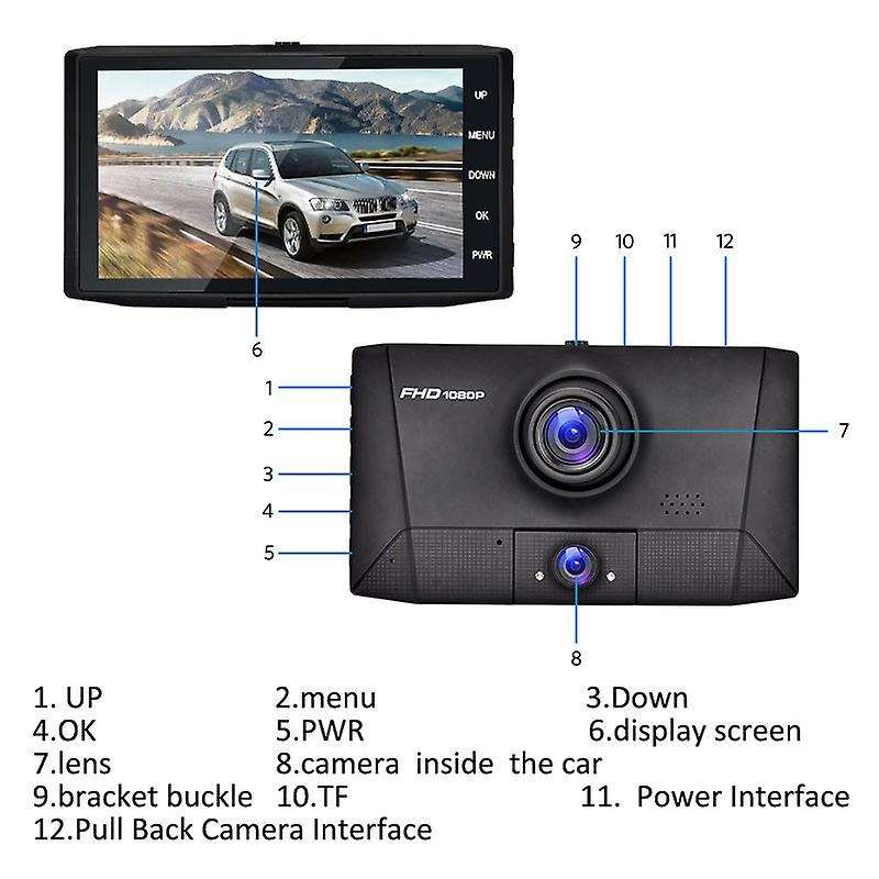 4 inch Car DVR Video Recorder Dash Camera Rear View 1080P HD Loop Recording G-Sensor Night Vision 17