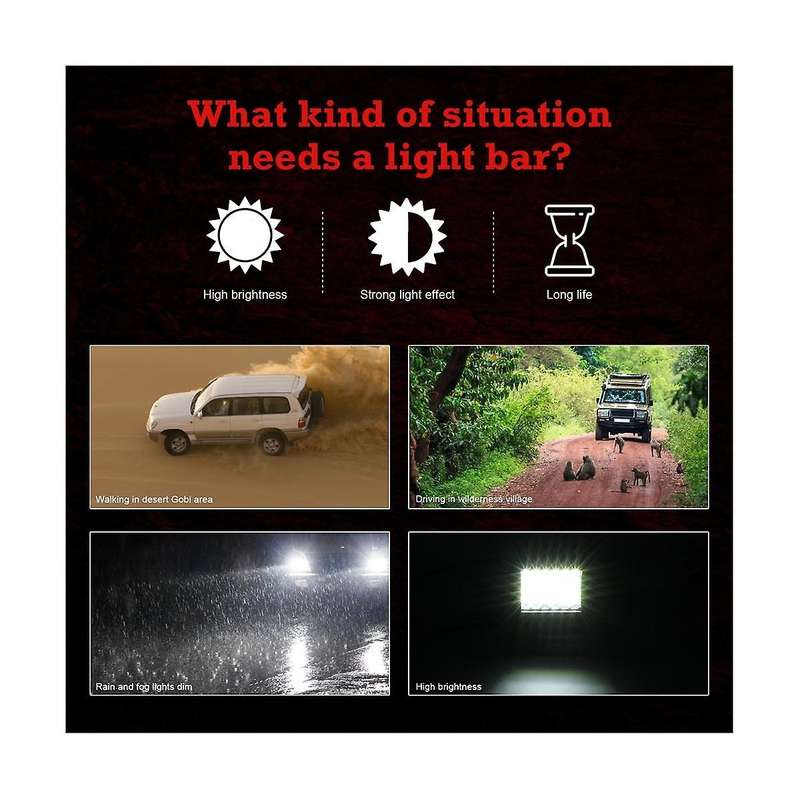 4 Inch Headlight Led Work Light Bar for Truck Pickup 4wd Off Road Atv Suv Auto Utv Accessories (2 P