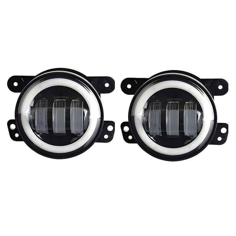 4 Inch LED Fog Lights Halo Ring Work Light for Wrangler JK, with Blue DRL Yellow Turn Signal (Blue+Y