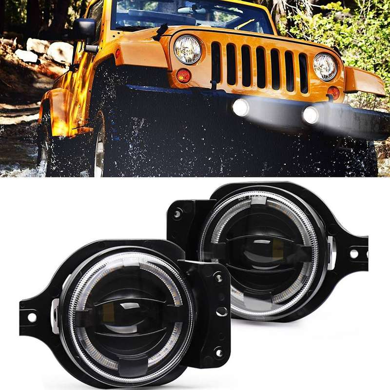 4 Inch LED Fog Lamp with Mounting Bracket 30W High Brightness Modified White Light for Wrangler JL 2