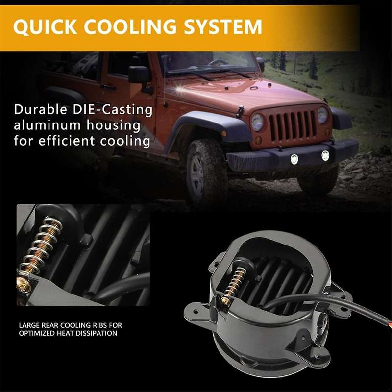 4 Inch LED Fog Lights Halo Ring Work Light for Wrangler JK, with Red DRL Yellow Turn Signal (Red+Yel