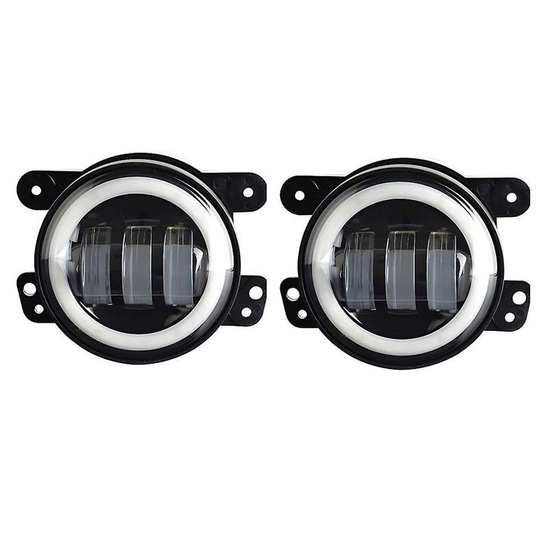 4 Inch LED Fog Lights Halo Ring Work Light for Wrangler JK, with Red DRL Yellow Turn Signal (Red+Yel