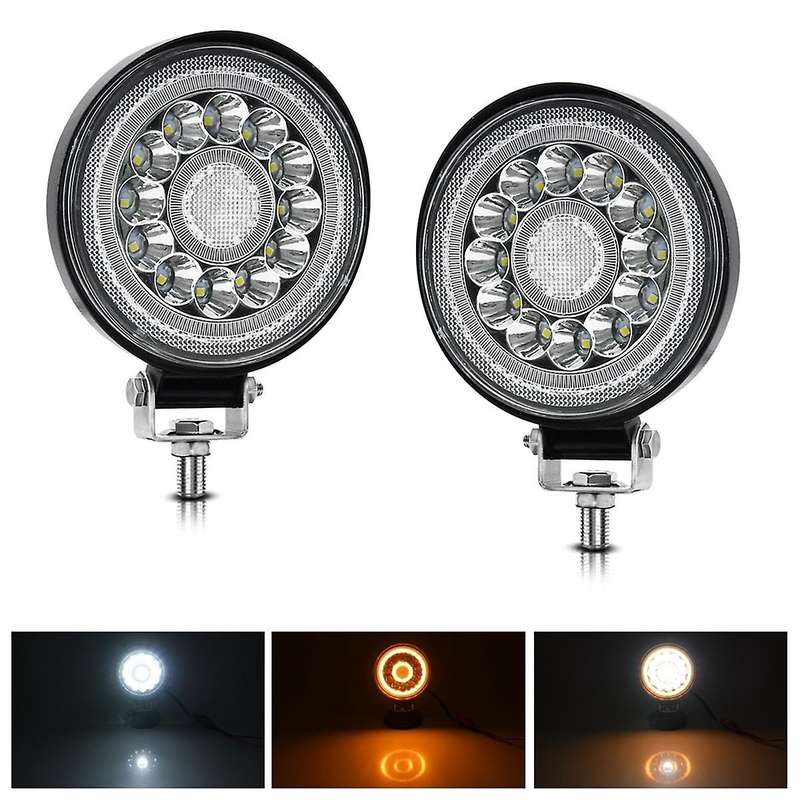 4 Inch Round LED Offroad Lights, LED Tractor Work Lights 140W 14000lm 9-30V Off Road Driving Fog Lig