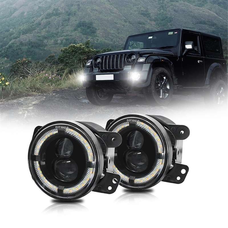 4 Inch Round Led Fog Lights with White Drl Amber Turn Signal Lights for Wrangler Jk Accessories