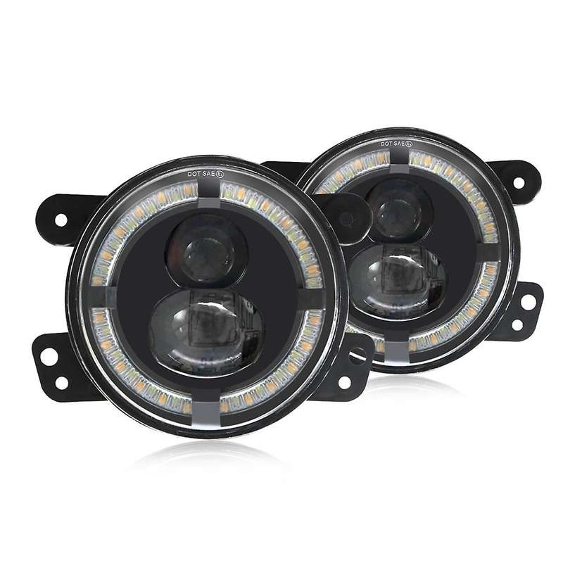 4 Inch Round Led Fog Lights with White Drl Amber Turn Signal Lights for Wrangler Jk Accessories