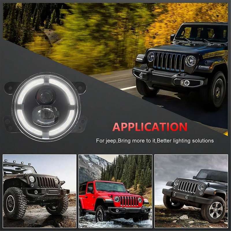 4 Inch Round Led Fog Lights with White Drl Amber Turn Signal Lights for Wrangler Jk Accessories