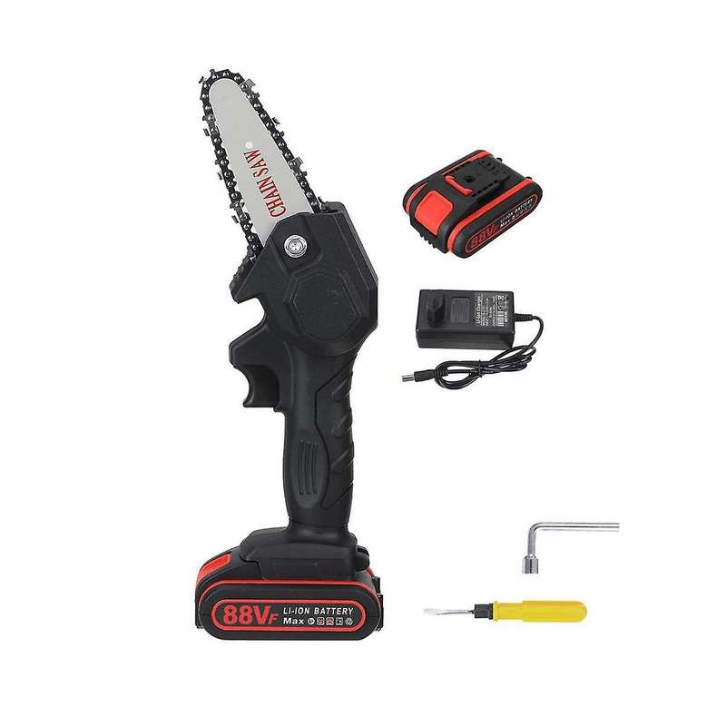 4 Inch Mini Electric Saw Chain Saw with 1 Battery Woodworking Pruning Garden Tool Eu Plug