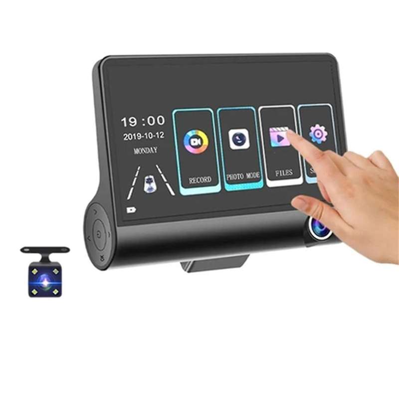 4 Inch Touch Screen Car DVR 1080P Dash Cam Front Inside Rear Camera Night Vision Loop Recording G-S