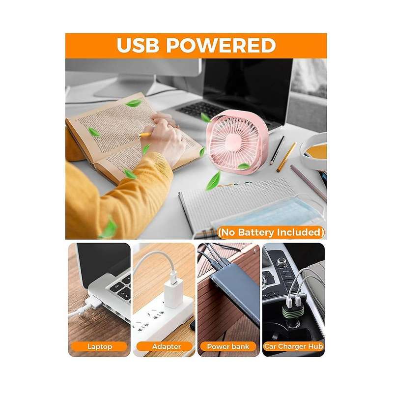 4 Inch Usb Desk Fan 3 Speeds Portable Table Fan Small Cooling Fan 360rotatable Silent Desktop Fan