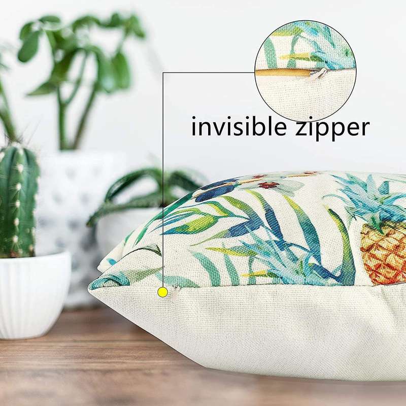 4 Outdoor Cushions for Garden Furniture Garden Cushions Linen Green Cushion Covers 18x18inch Sofa
