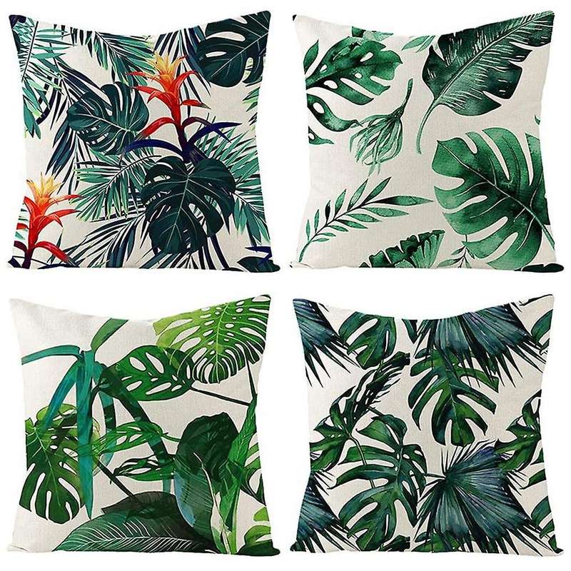 4 Outdoor Cushions for Garden Furniture Garden Cushions Linen Green Cushion Covers 18x18inch Sofa