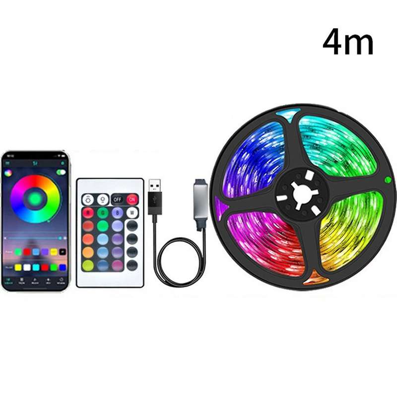 4 Meter LED Light Strip Set 5050RGB Remote Control Bluetooth 5v Colorful Light Strip Set TV Backgrou