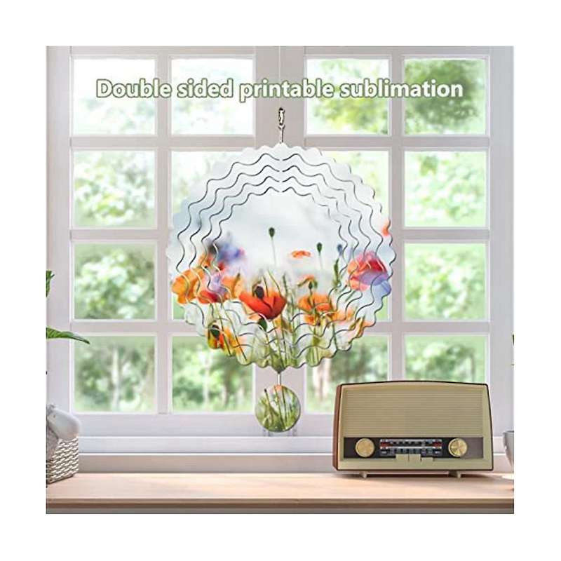 4 Pack 10-inch Sublimation Wind Spinner Blanks,3d Metal Wind Spinners,double-sided Hanging Yards Ga
