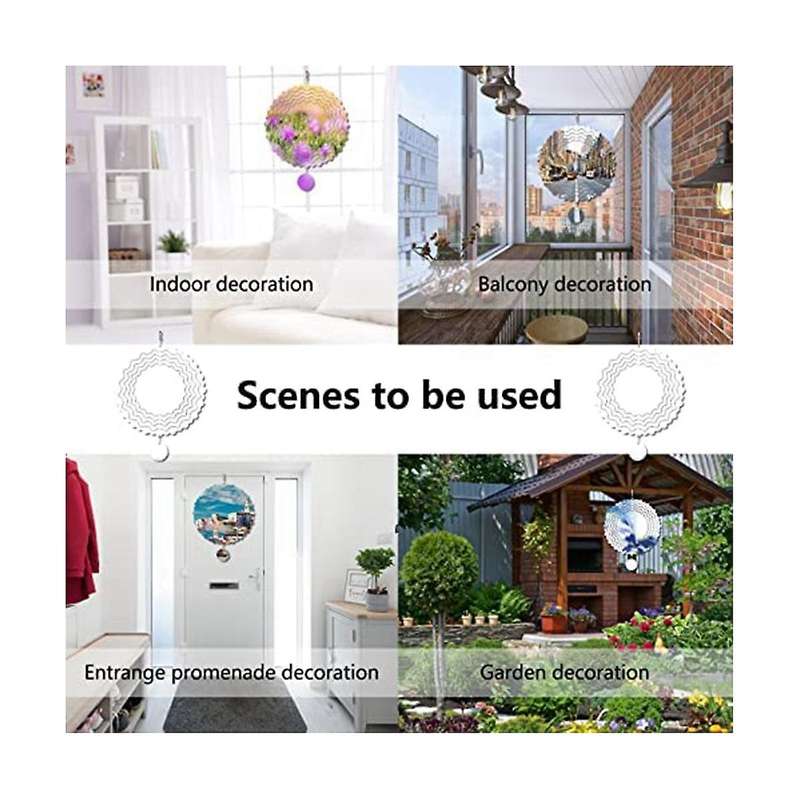 4 Pack 10-inch Sublimation Wind Spinner Blanks,3d Metal Wind Spinners,double-sided Hanging Yards Ga
